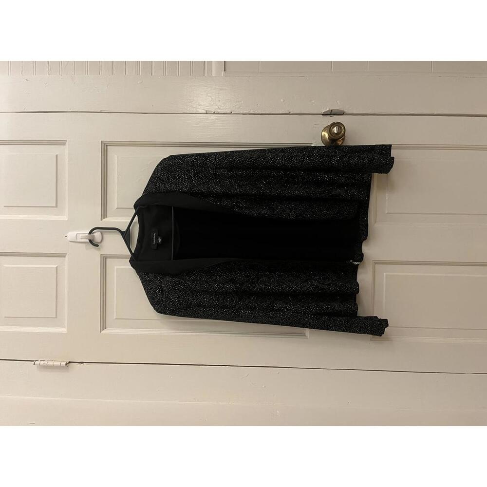 R&M Richards Women's Black Sparkle Open Front Cardigan, Size 14